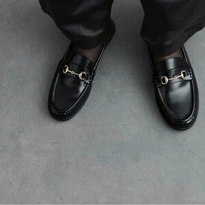H&M Black Loafers with Gold Accents